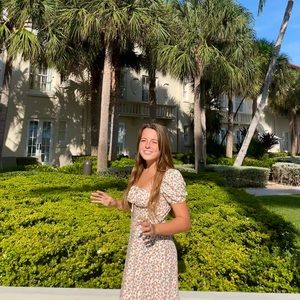 SHEIN Orange Ruffled Sleeve Dress